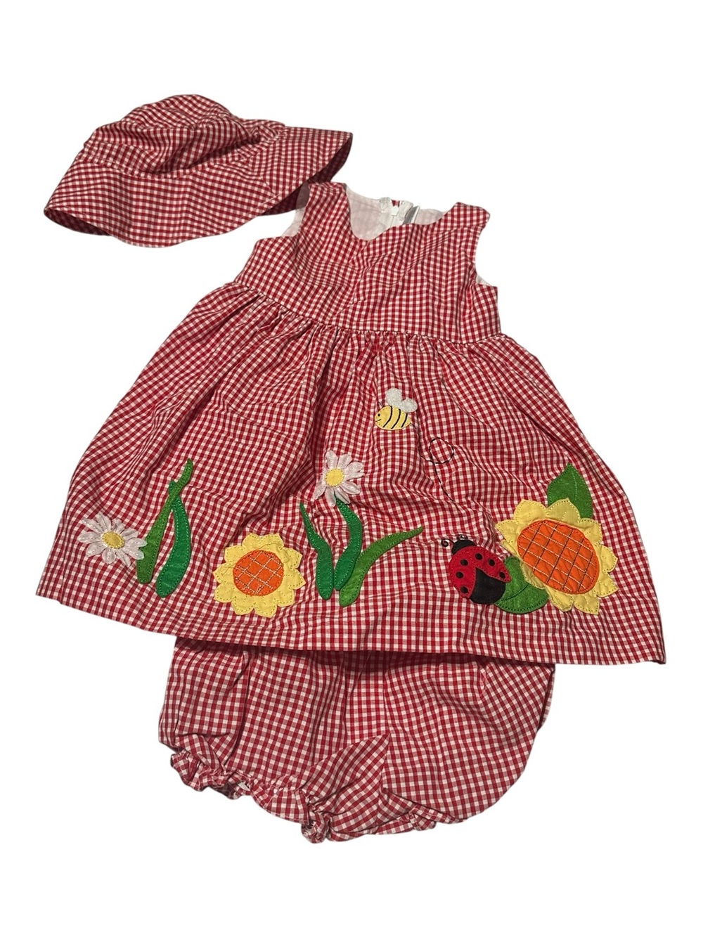 Classy Kids Ladybug Garden Gingham Dress Set – 18M